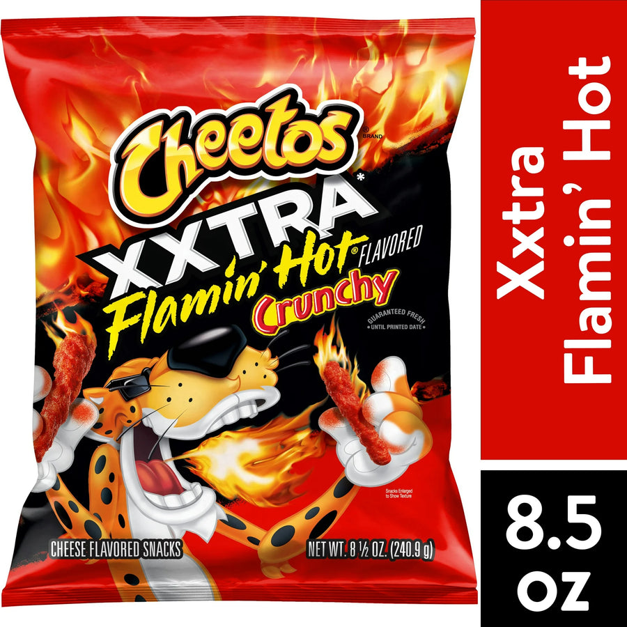 Chips Cheetos Crunchy XXTRA Flamin' HotCheese Flavored Snack Chips, 8.5 oz Bag