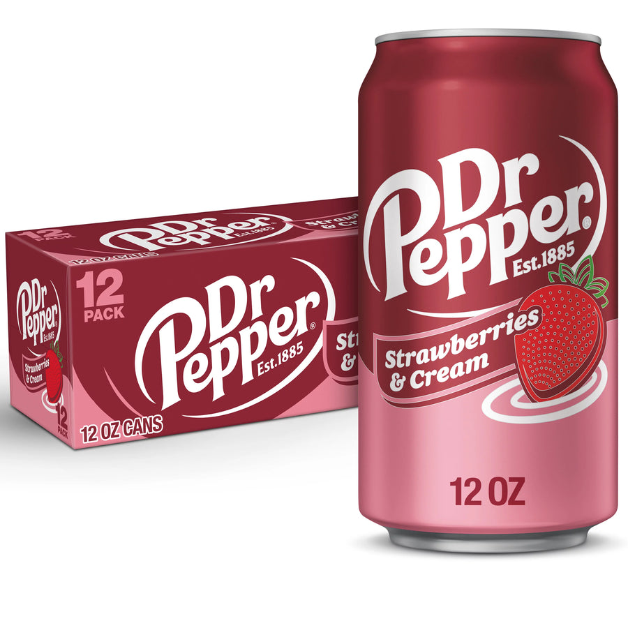 Dr. Pepper Strawberries and Cream Soda, 12 oz Lata