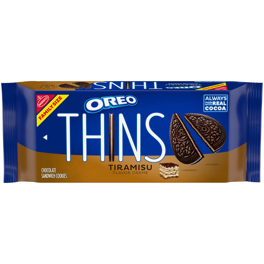 OREO Thins Tiramisu Creme Chocolate Sandwich Cookies, Family Size, 11.78 oz