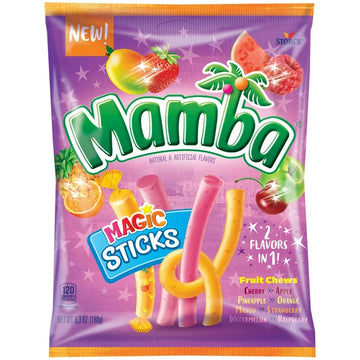 Mamba Fruit Chews Magic Sticks Chewy Fruity Candy Sticks, 6.3 oz Popotitos Suaves