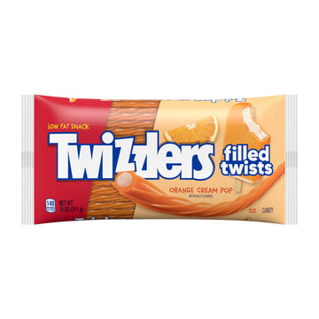 Twizzlers Filled Twists Orange Cream Pop Chewy Candy Bag, 11 oz