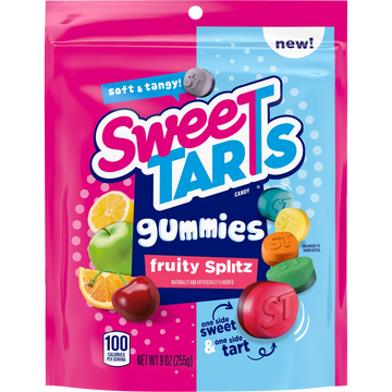 Sweetarts Gummies Fruity Splitz, Fruit Flavored Gummy Candy, 9 oz Resealable Bag Gomitas