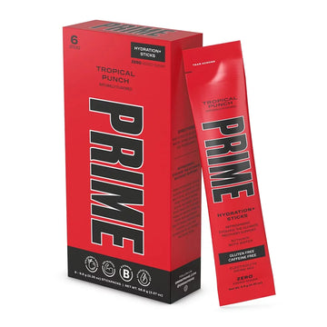 Prime Hydration Stick Pack. Tropical Punch Electrolyte Drink Mix (250Mg Bcaas,  Antioxidants, Naturally Flavored, Zero Added Sugar)