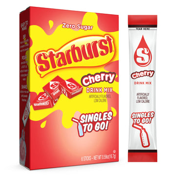 Starburst Zero Sugar Polvo para Agua, Cherry, 6 Paquetitos
