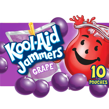 Kool Aid Jammers Grape Drink (caja con 10 Bolsitas de Jugo de 6 oz)