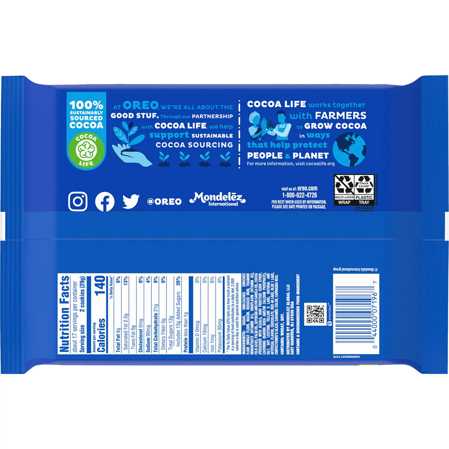 OREO Toffee Crunch Creme con Cristales de Azúcar Chocolate Sandwich Cookies, Family Size, 17 oz