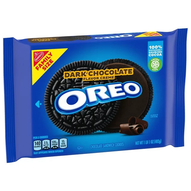 OREO Dark Chocolate Cookies, Family Size, 17 oz