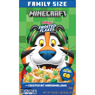 Zucaritas Frosted Flakes MINECRAFT with Creeper Bit Marshmallows Cereal, 16.8 oz