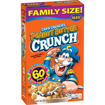 Cap'n Crunch's Cereal, Peanut Butter Crunch, Family Size, 18.8 oz