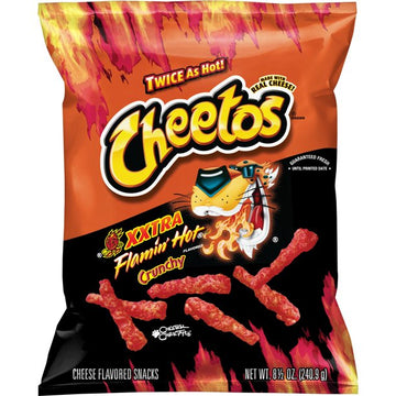 Chips Cheetos Crunchy XXTRA Flamin' HotCheese Flavored Snack Chips, 8.5 oz Bag